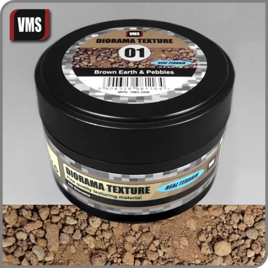 VMS Supplies DI06 Diorama Texture No.1 Brown Earth & Pebbles (100ml) - Hobby & Model Paints