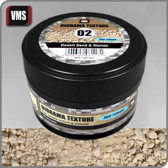 VMS Supplies DI07 Diorama Texture No.2 Desert Sand & Stones (100ml) - Hobby & Model Paints
