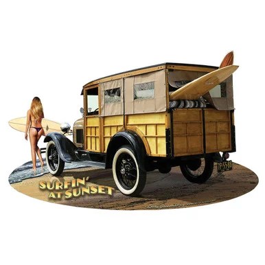1929 Woody Cut-out Metal Sign LGC018