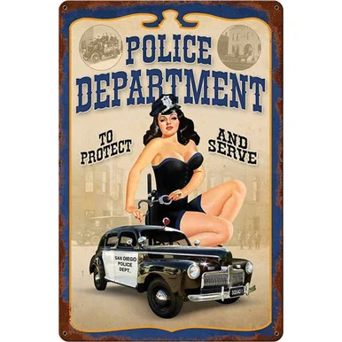 Police Department Pin Up Metal Sign PTSB238 - Vintage Sign Co.