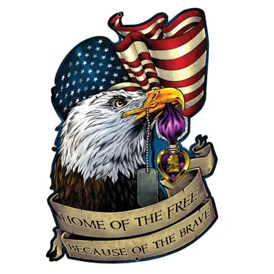 Purple heart Eagle Plasma Sign FLY032 - Vintage Sign Co.