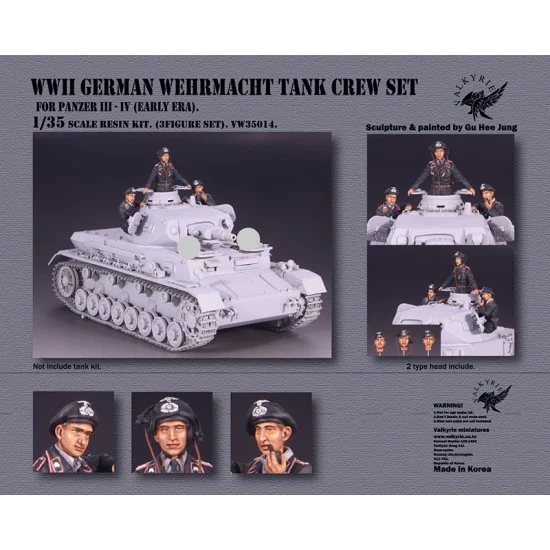 Valkyrie Miniature VW35014 1/35 WWII German Panzer III/ IV Early Wehrmacht Tank Crews (3 figures) - Model Figures