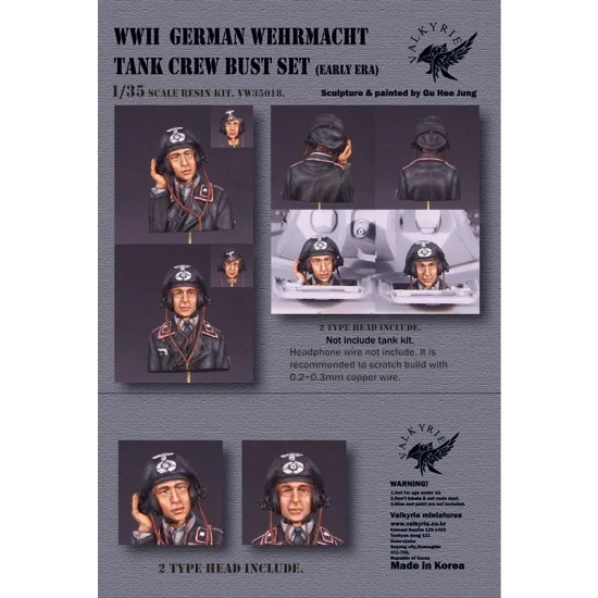 Valkyrie Miniature VW35018 1/35 WWII German Wehrmacht Tank Crew Bust Set Early Era - Model Figures