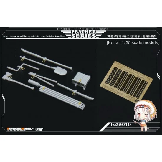 Voyager FE35010 1/35 WWII German Military Vehicle Tool Holder Handles (1 Photo-Etched Sheet)