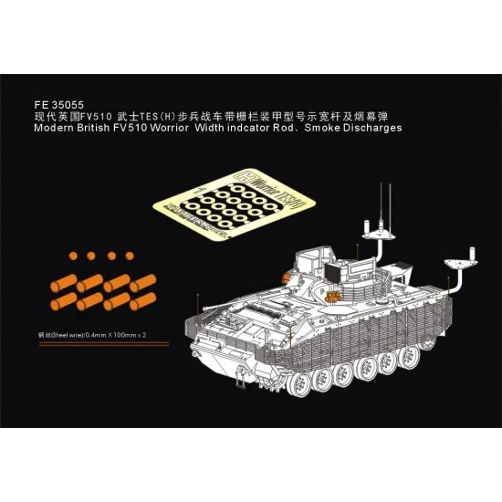 Voyager FE35055 1/35 Modern British FV510 Worrior Width Indcator Rod Smoke Discharges for Meng #SS017 - Military Vehicles & Tanks
