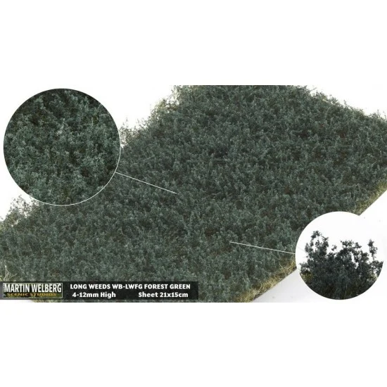 Martin Welberg LWFG Long Weeds Tufts - Forest Green (Grass length 4-12 mm, 210 x 150 mm)