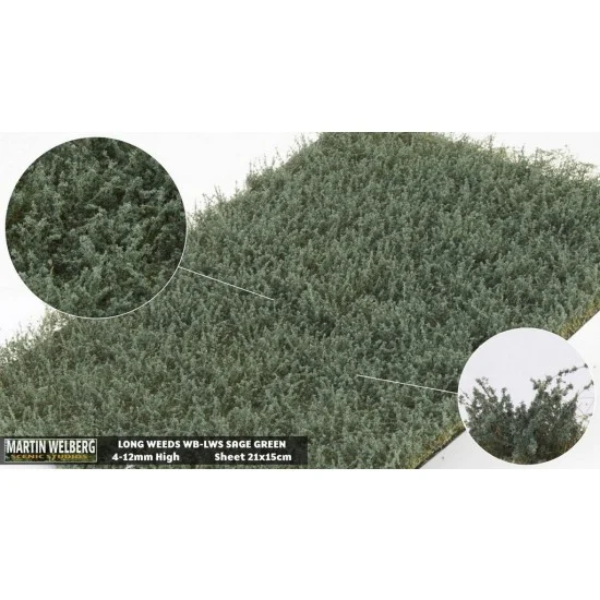 Martin Welberg LWS Long Weeds Tufts - Arid Sage Green (Grass length 4-12 mm, 210 x 150 mm)