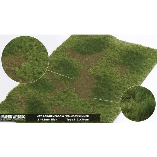 Martin Welberg M003 Rough Meadow Mat - Summer B (Grass length: 2-4.5 mm, 300 x 210 mm)