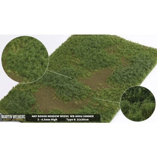 Martin Welberg M004 Rough Meadow Mat - Weeds Summer B (Grass length: 2-4.5 mm, 300 x 210 mm)