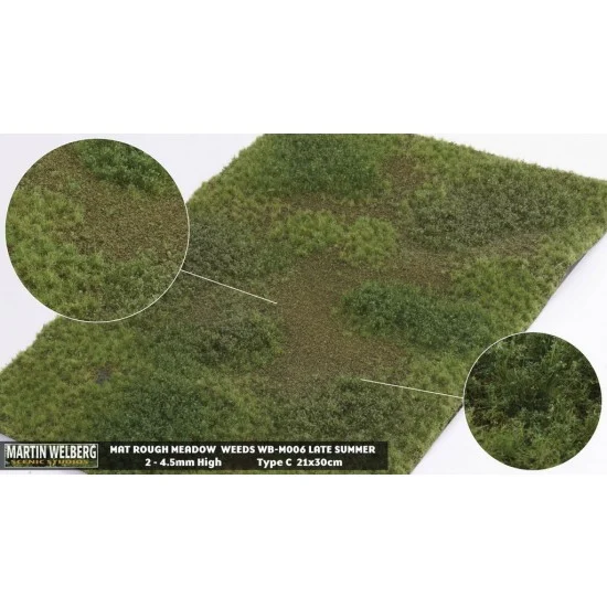 Martin Welberg M006 Rough Meadow Mat - Late Summer Weeds C (Grass length: 2-4.5 mm, 300 x 210 mm)
