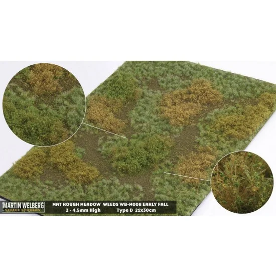 Martin Welberg M008 Rough Meadow Mat - Early Fall Weeds D (Grass length: 2-4.5 mm, 300 x 210 mm)