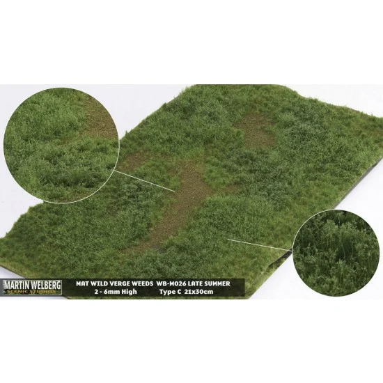 Martin Welberg M026 Wild Verge Mat - Late Summer Weeds C (Grass length: 2-6 mm, 300 x 210 mm)