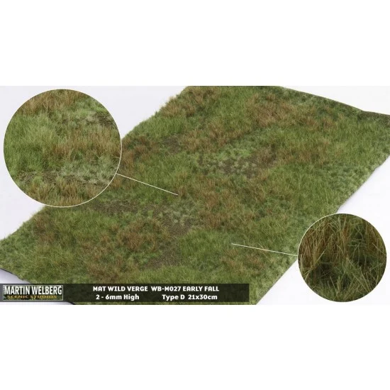 Martin Welberg M027 Wild Verge Mat - Early Fall D (Grass length: 2-6 mm, 300 x 210 mm)
