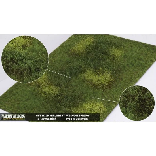 Martin Welberg M041 Wild Shrubbery Mat - Spring A (Grass length: 2-30 mm, 300 x 210 mm)