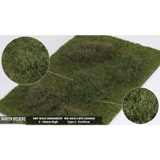 Martin Welberg M043 Wild Shrubbery Mat - Late Summer C (Grass length: 2-30 mm, 300 x 210 mm)