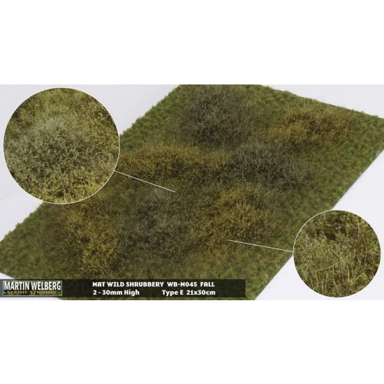 Martin Welberg M045 Wild Shrubbery Mat - Fall E (Grass length: 2-30 mm, 300 x 210 mm)