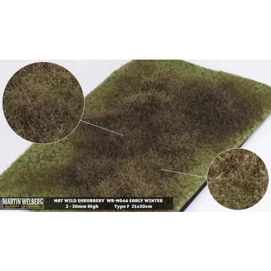 Martin Welberg M046 Wild Shrubbery Mat - Winter F (Grass length: 2-30 mm, 300 x 210 mm)