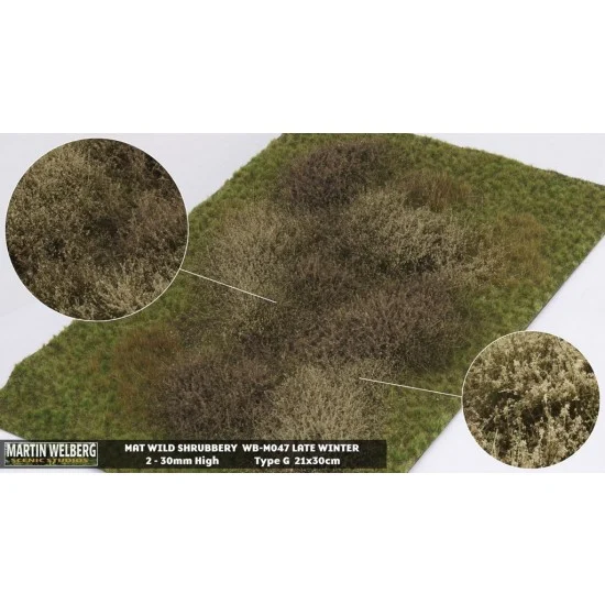 Martin Welberg M047 Wild Shrubbery Mat - Late Winter G (Grass length: 2-30 mm, 300 x 210 mm)