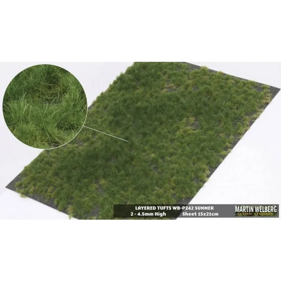 Martin Welberg P242 2-4mm Layered Grass Tufts #Summer (sheet 210 x 150 mm)