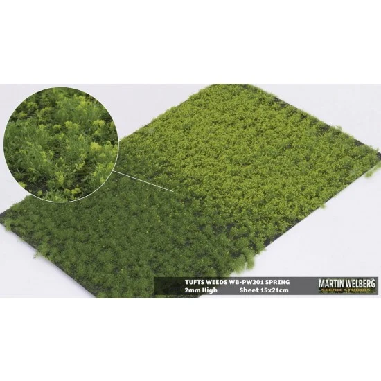 Martin Welberg PW201 2mm Grass Tufts Weeds Mat - Spring (210 x 150 mm)