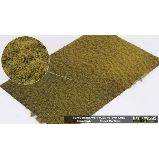 Martin Welberg PW205 2mm Grass Tufts Weeds Mat - Golden Summer (210 x 150 mm)