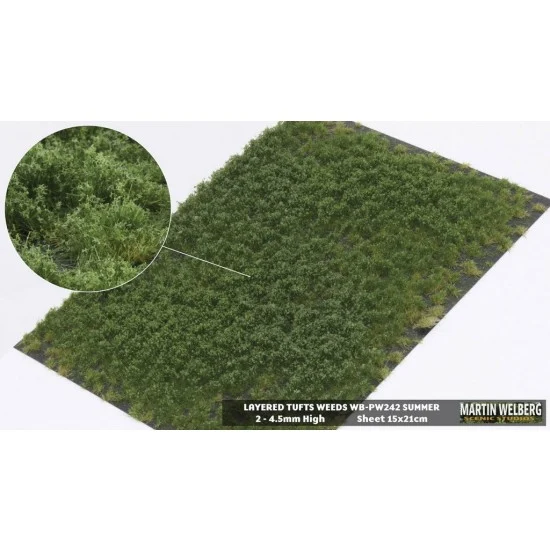 Martin Welberg PW242 2-4.5mm Layered Grass Tufts Weeds Mat - Summer (210 x 150 mm)