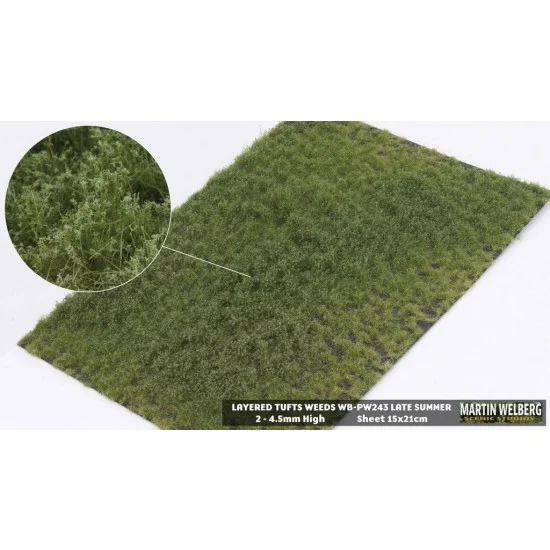 Martin Welberg PW243 2-4.5mm Layered Grass Tufts Weeds Mat - Late Summer (210 x 150 mm)