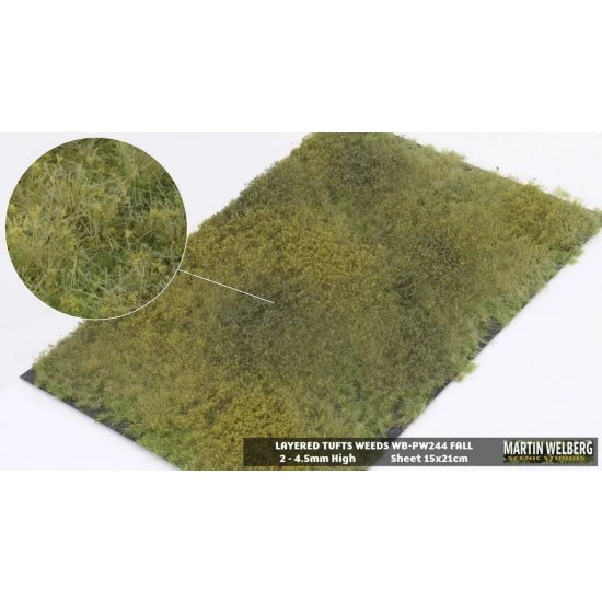 Martin Welberg PW244 2-4.5mm Layered Grass Tufts Weeds Mat - Fall (210 x 150 mm)