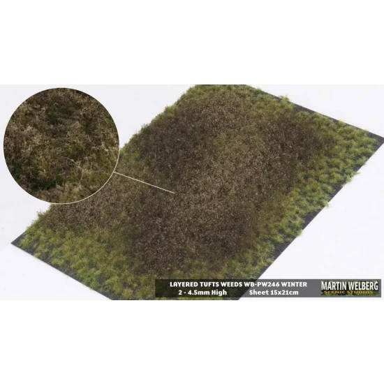 Martin Welberg PW246 2-4.5mm Layered Grass Tufts Weeds Mat - Early Winter (210 x 150 mm)