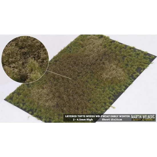 Martin Welberg PW247 2-4.5mm Layered Grass Tufts Weeds Mat - Winter (210 x 150 mm)