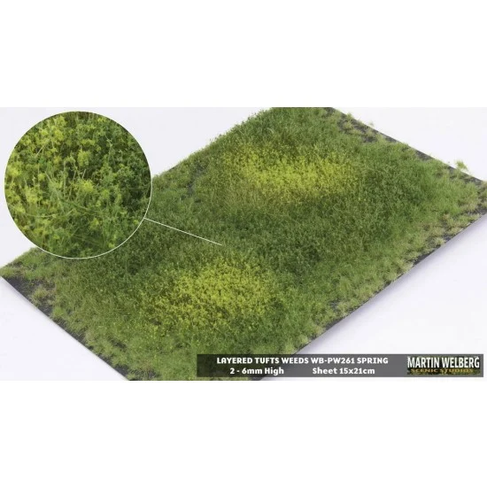 Martin Welberg PW261 2-6mm Layered Grass Tufts Weeds Mat - Spring (210 x 150 mm)