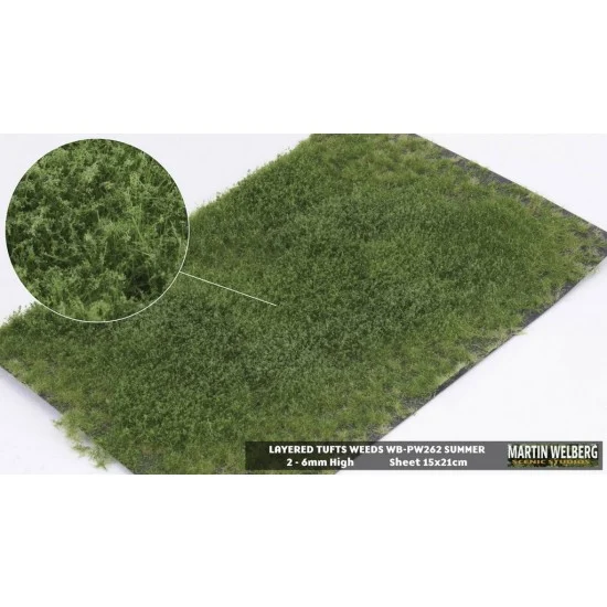Martin Welberg PW262 2-6mm Layered Grass Tufts Weeds Mat - Summer (210 x 150 mm)