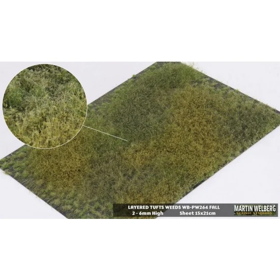 Martin Welberg PW264 2-6mm Layered Grass Tufts Weeds Mat - Fall (210 x 150 mm)