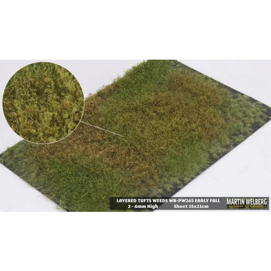 Martin Welberg PW265 2-6mm Layered Grass Tufts Weeds Mat - Golden Summer (210 x 150 mm)