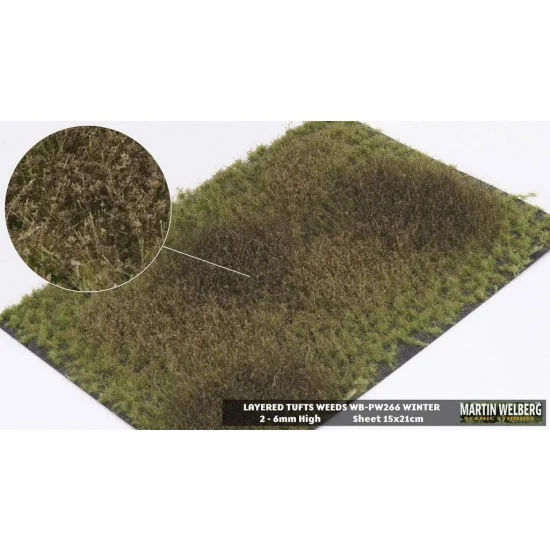 Martin Welberg PW266 2-6mm Layered Grass Tufts Weeds Mat - Early Winter (210 x 150 mm)