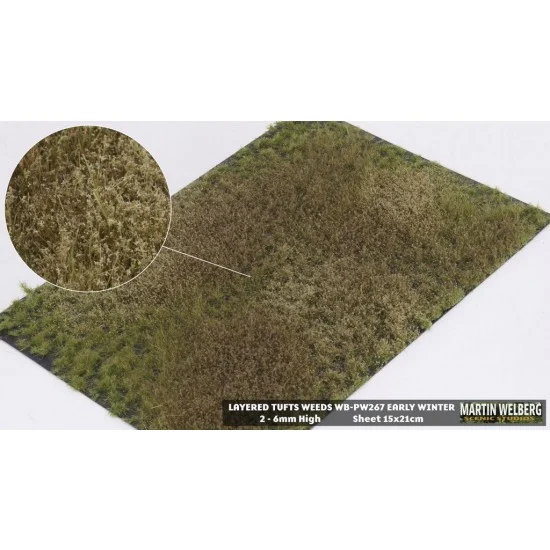 Martin Welberg PW267 2-6mm Layered Grass Tufts Weeds Mat - Winter (210 x 150 mm)