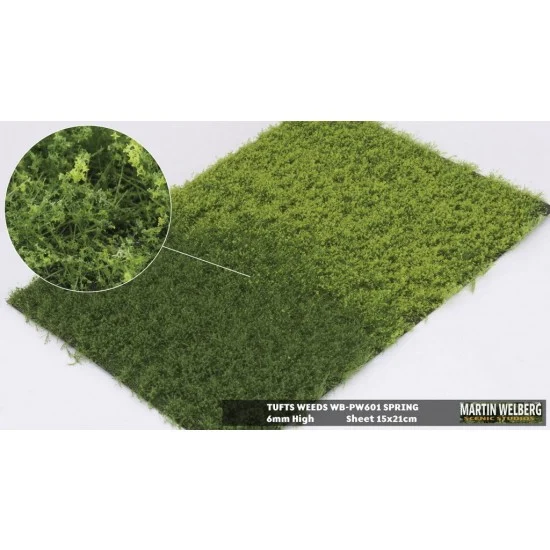 Martin Welberg PW601 6mm Grass Tufts Weeds Mat - Spring (210 x 150 mm)