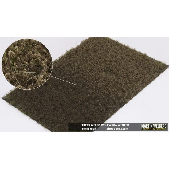 Martin Welberg PW606 6mm Grass Tufts Weeds Mat - Winter (210 x 150 mm)