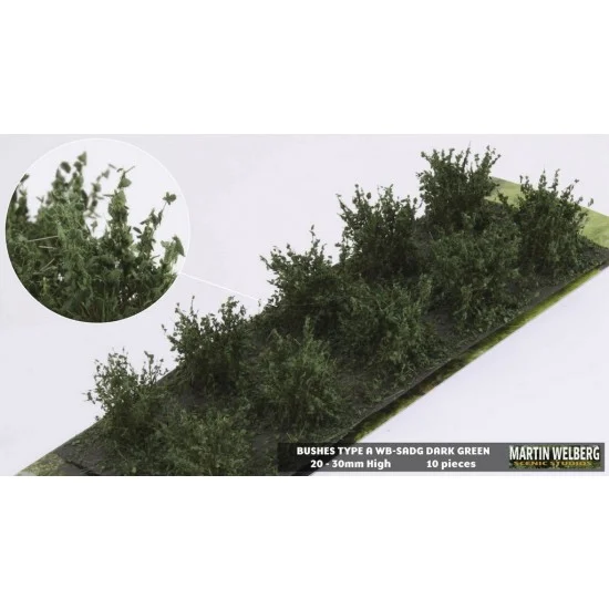 Martin Welberg SADG Bushes #Summer/Fall Dark Green Type A (10pcs, Grass length 20-30 mm, sheet 180x60 mm)