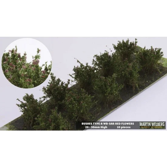 Martin Welberg SAR Bushes #Red Type A (10pcs, Grass length 20-30 mm, sheet 180x60 mm)