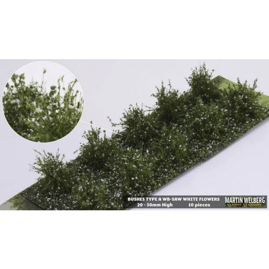 Martin Welberg SAW Bushes #White Type A (10pcs, Grass length 20-30 mm, sheet 180x60 mm)
