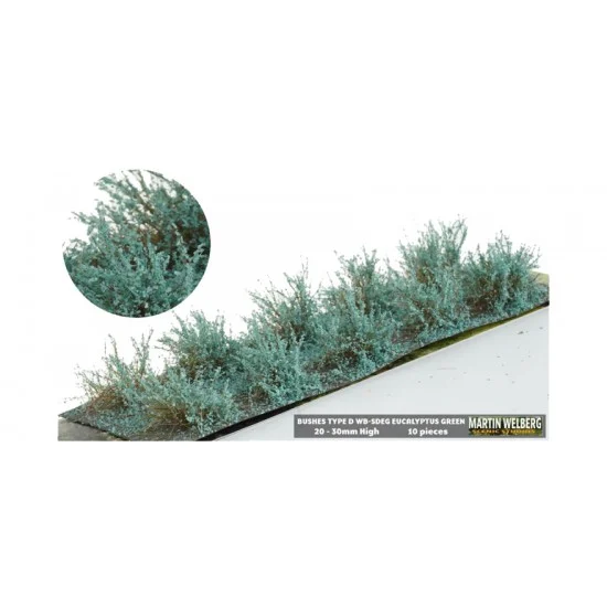 Martin Welberg SDEG Bushes Eucalyptus Green Type D (10pcs, Height 20-30 mm, sheet 180x60 mm)