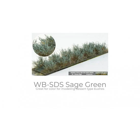 Martin Welberg SDS Bushes Arid Sage Green Type D (10pcs, Height 20-30 mm, sheet 180x60 mm)