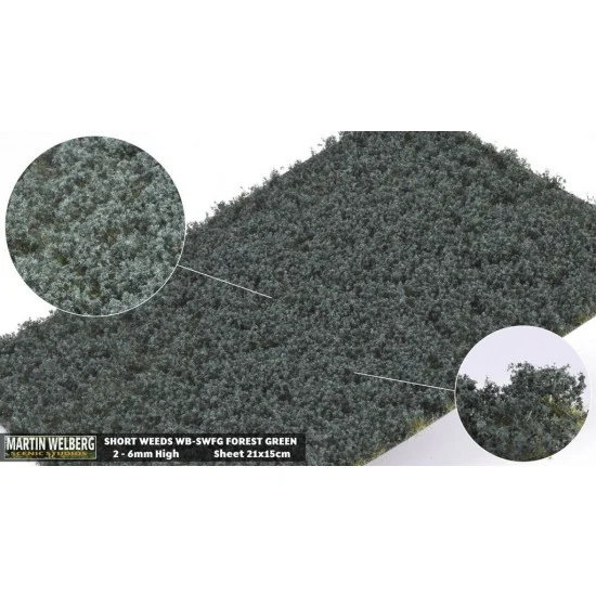Martin Welberg SWFG Short Weeds Tufts - Forest Green (Grass length 2-6 mm, sheet 210 x 150 mm)