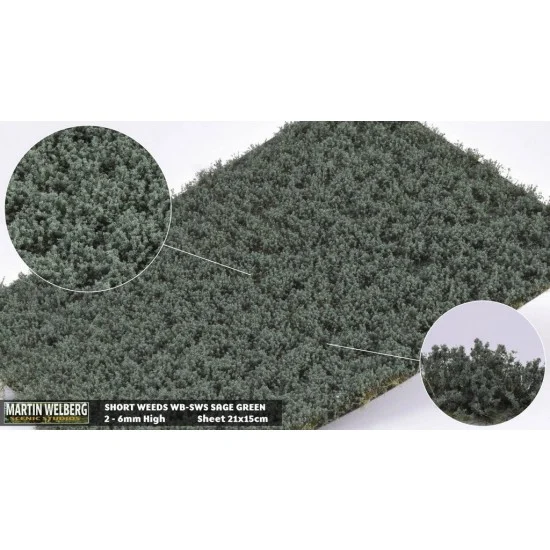 Martin Welberg SWS Short Weeds Tufts - Sage Green (Grass length 2-6 mm, sheet 210 x 150 mm)
