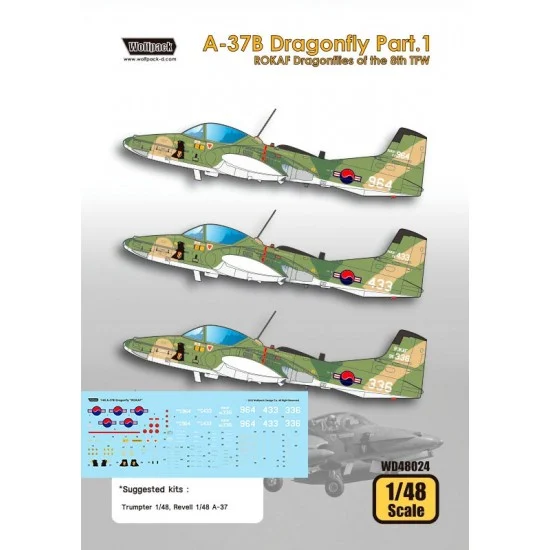 Wolfpack Design WD48024 1/48 A-37 Dragonfly Decal Part.1 - ROKAF Dragonflies of the 8th TFW for Trumpeter/Revell kits
