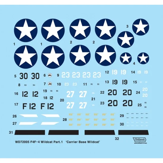 Wolfpack Design WD72004 1/72 F4F-4 Wildcat Decals Part.1 "Carrier Base Wildcat in the Pacific" for Airfix/Hasegawa