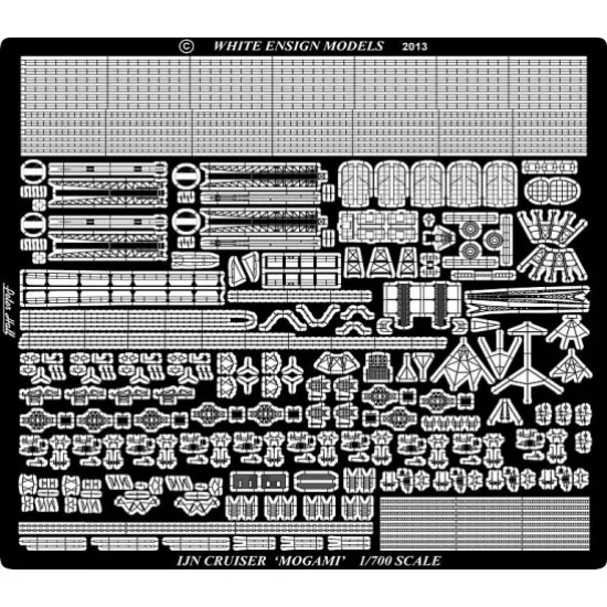 White Ensign Models PE7113 1/700 IJN Mogami Heavy Cruiser/Aircraft Cruiser Detail-up Set for Tamiya kit (1 PE Sheet)
