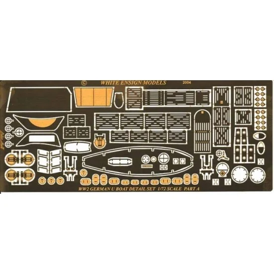 White Ensign Models PE7203 1/72 German U-Boat Type VIIC Detail-up Set for Revell kit (2 Photo-Etched Sheets)