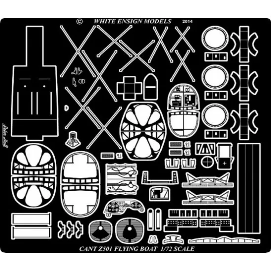 White Ensign Models PE7259 1/72 Italian Flying Boat Cant Z.501 Gabbiano Detail-up Set for Italeri kit (1 PE Sheet)